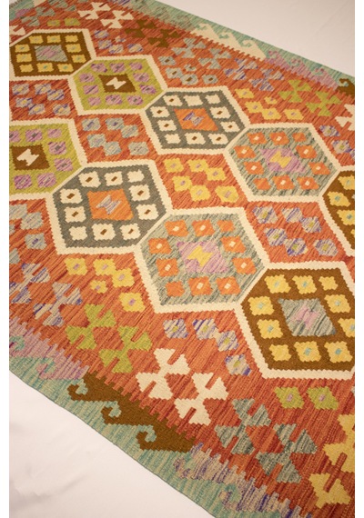 El Dokuma Afgan Kilim 100% Yün Kök Boya Elsanat Eserı İle Harıka Desenlı Çok Renkli