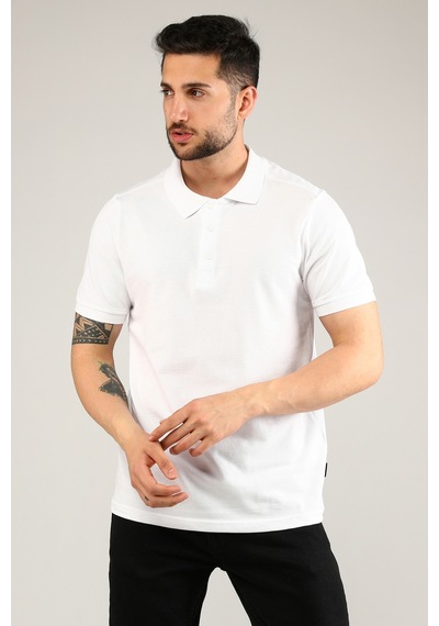 Uniprom Polo Yaka Tişört %100 Pamuk Beyaz Erkek Beyaz
