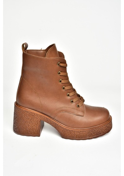Fox Shoes T996533009 Taba Kalın Topuklu Kadın Bot Taba-Suni Deri Taba