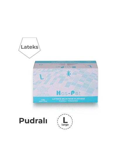 Haspet Latex Pudralı L Beden Eldiven 100lük