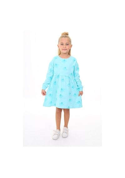 Toontoy Kids Toontoy Kız Çocuk Baskılı Elbise Mint Yeşili