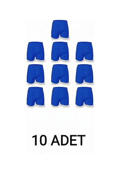 Enmodaiçgiyim 10 Adet Saks Mavi %100 Pamuk Rahat Kesim Erkek Paçalı Külot Boxer