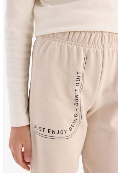 DeFacto Kız Çocuk Baskılı Beli Paçası Lastikli Jogger Eşofman Altı D7012A824WNBG186 Bej