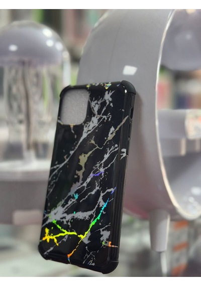 Apple Uyumlu iPhone 11 Uyumlu Mermer Desenli Parlak Kılıf -