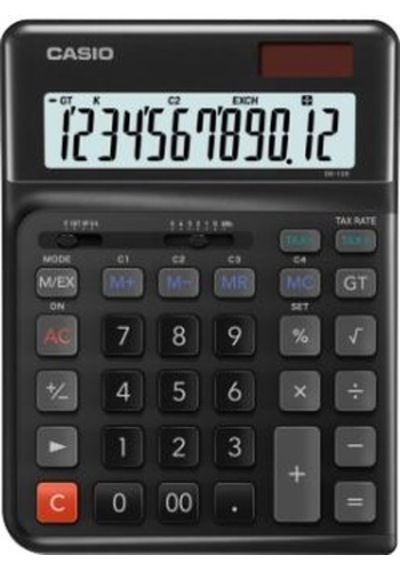 Casio DE-12E-BK Siyah 12 Hane Masa Üstü Ergonomik Tuşlu Hesap Makinesi