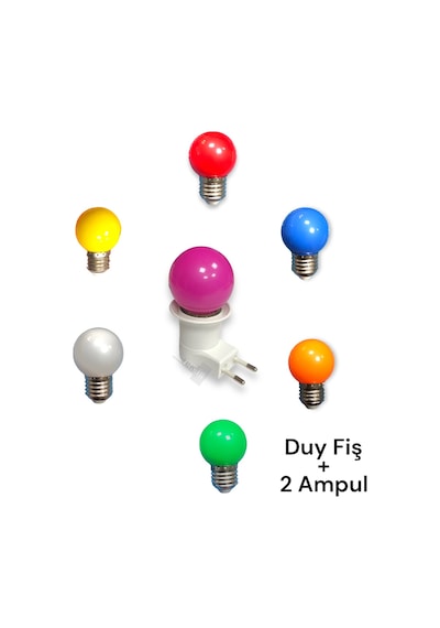 Tek-iş Açma Kapama Anahtarlı Duy Fişli E-27 Anahtarlı + 2 Adet Ampul E-27 1 W Renkli Vkm