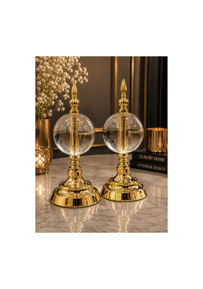 Sleep Nova Gold Crystal Cam Küre Dekoratif Obje Seti