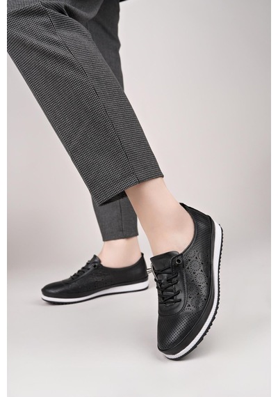 Nesilshoes Nesil Shoes Sdf 701-3 Siyah İçi Deri Günlük Kadın Ayakkabı