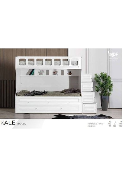 Kale Mdf Merdivenli Üçüz Ranza Beyaz