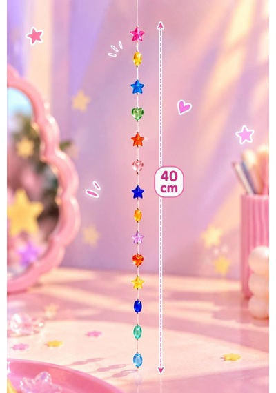 Renkli Yıldız- Kız Çocuk Saç Süsü 40 Cm. Pratik Tel Toka İle Kullanım