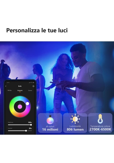 Akıllı Çok Renkli Led Wifi Ampul Ayarlanabilir Işık,programlama,zamanlama E27 Duy Cl1b-5-e27 Diğer