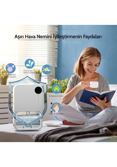 Mini Nem Alma Cihazı - Günde 300ml, 1.1l Hazneli, Led Işıklı - Tüm Odalar İçin - Beyaz
