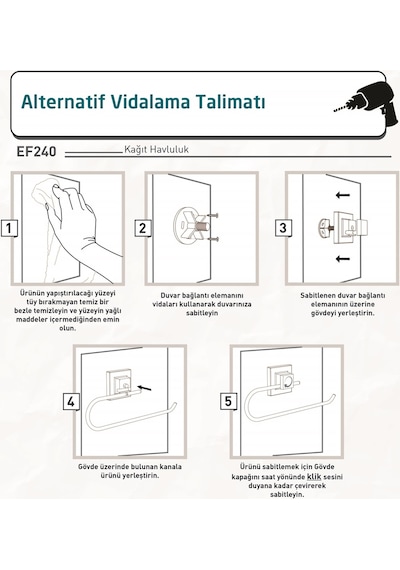 Teknotel Easyfıx Yapıskanlı Kağıt Havluluk Krom Ef240 Krom