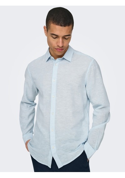 Only & Sons Onscaıden Lıfe Ls Solıd Lınen Blend Noos Erkek Mavi Gömlek - 22012321