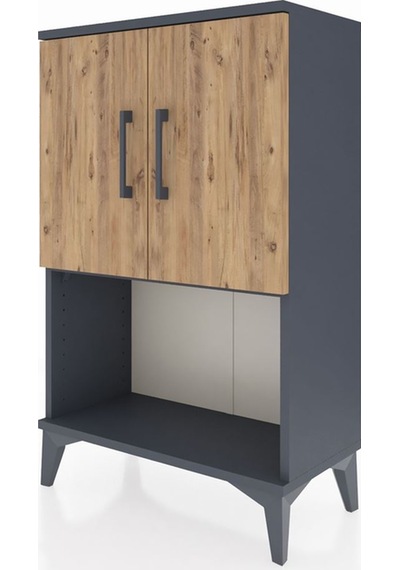 Arges Komodin 2 Raflı 2 Kapaklı 60x30x96 Antrasit-çam Antrasit