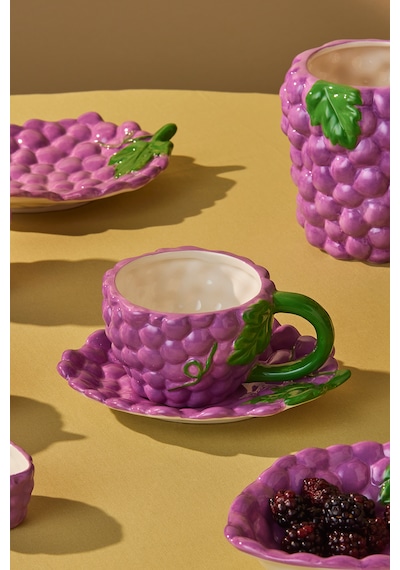 Karaca Grape Üzüm Desenli Çay Fincan Takımı 296 Ml Mor