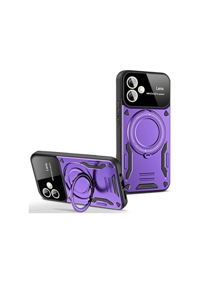 Samsung Uyumlu Galaxy A06 Kılıf Joy Lens Standlı Kapak Mor/