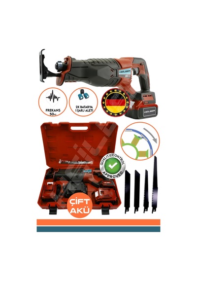 Heilber Ba01049k 21 Volt Çift Akülü Kömürsüz Yutong Tuğla Et Kemik Kesme Şarjlı Tilki Kuyruğu