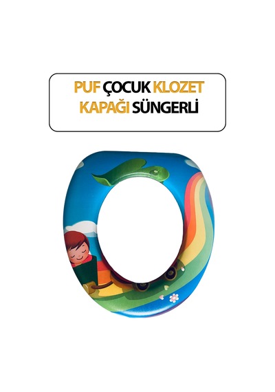 Çocuk Klozet Kapağı, Desenli, Yumuşak, Hijyenik, Yüksek Yoğunluklu Sünger Ve Suni Deri Beyaz