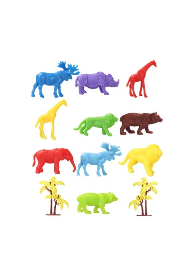 Toy Play 12 Parça Renkli Mini Vahşi Hayvanlar Figür Seti 4-6 Cm Sku669
