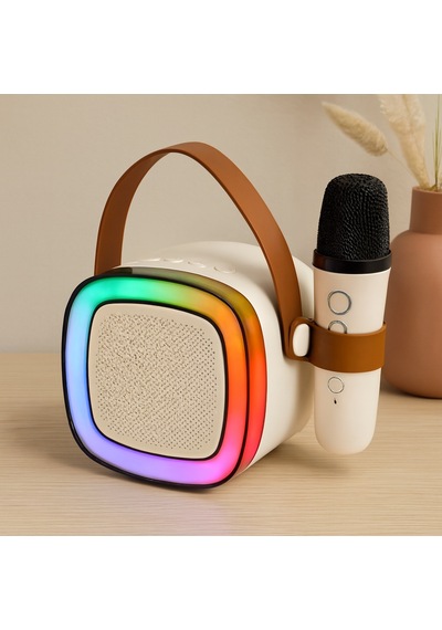 Nostalji Mini Radyo Karaoke Hoparlör - Bluetooth Mikrofonlu Usb Şarjlı