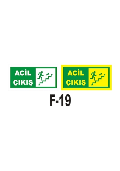 Fosforlu & Düz Levha Acil Çıkış Yönlendirme Sağ Merdiven Yukarı