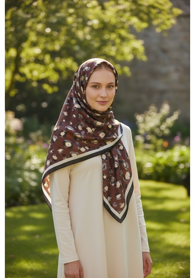 Deserto Fashion %100 Saf İpek Crepe De Chine Eşarp - Özel Tasarım Tok Duruşlu 90x90 Çok Renkli