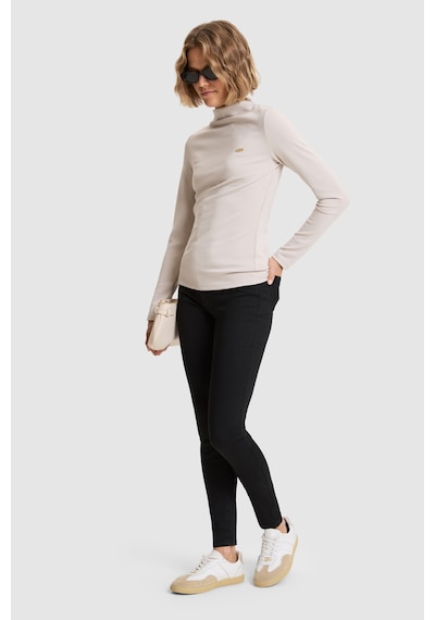 U.S. Polo Assn. Kadın Taş Dik Yaka Göğüs Logolu Slim Fit Uzun Kollu Tişört 50333310-vr049 Taş Rengi