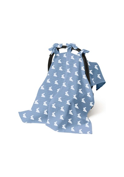 %100 Pamuk Müslin Puset Örtüsü - Mono Lapin Royal Blue Pstort-ryb-000std