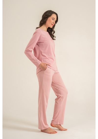 Pierre Cardin Kadın Sweet Sunday Pembe Uzun Kol Pijama Takım Pc9295-s-v1 Pc9295-s-v1