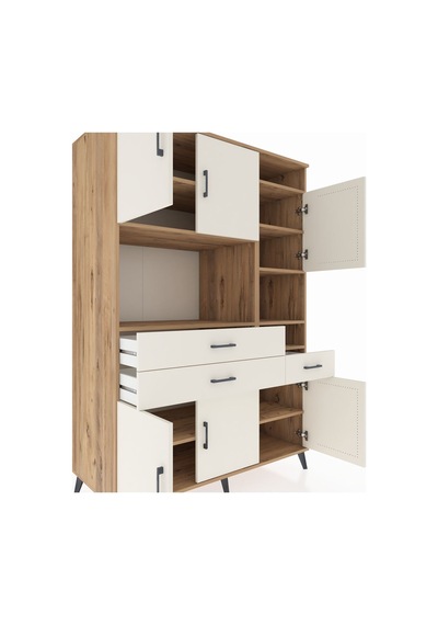 Kronos Dolap 10 Raflı 3 Çekmeceli 6 Kapaklı 132x59x195 Çam-ay... Çam