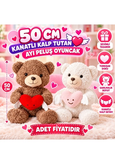 Pl50247 50 Cm Kanatlı Tutan Ayı Peluş Oyuncak Çok Renkli