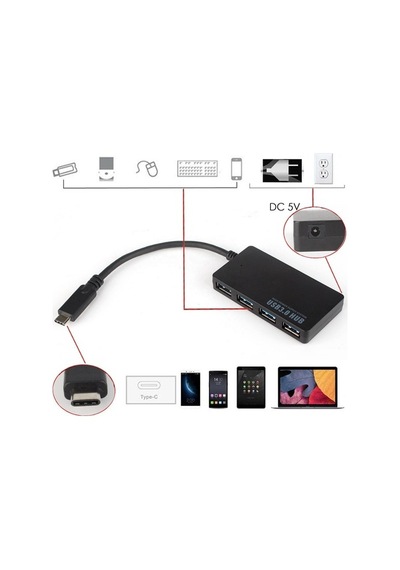 4 Port Usb 3.0 Hub 5Gbps Usb C Çoklayıcı Dönüştürücü