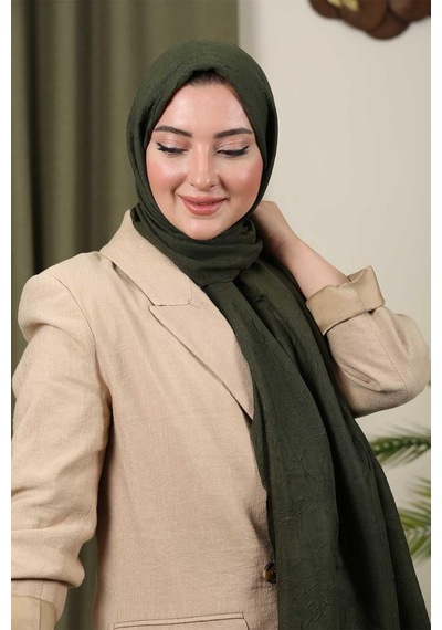 Bambu Şal Tesettür, Pamuklu, Hafif, Rahat, Şık, Yüksek Kalite, Hijab, Shawl, Original, Lux Haki