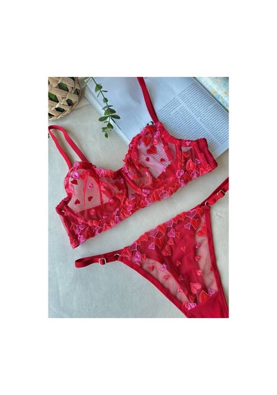 La Linaa Love Kırmızı Kalp Desenli Tanga Külotlu Sütyen Takım Kırmızı - 711255464 Kırmızı La Linaa Love Kırmızı Kalp Desenli Tanga Külotlu Sütyen Takım Kırmızı - 711255464 Kırmızı