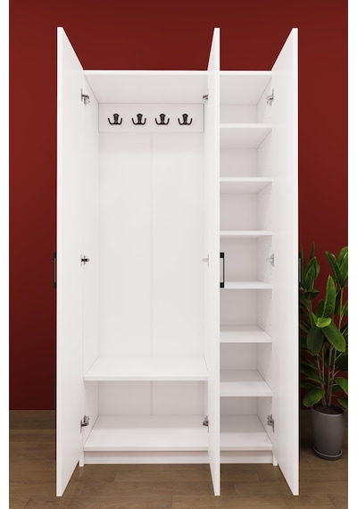 Asra Trend Vestiyer & Portmanto V-07 %100 MDF 3 Kapaklı Ayakkabılık Dolabı Beyaz
