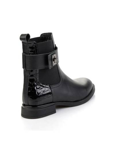 Bambi Siyah Hakiki Deri Kadın Bot & Bootie K02724400303 Siyah
