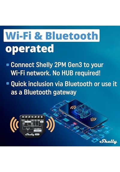 Plus 2pm Gen3 Wi-fi Ve Bluetooth 2 Kanallı Akıllı Röle Şalteri Elektrik Tüketimi Ölçümlü Panjur Şalteri