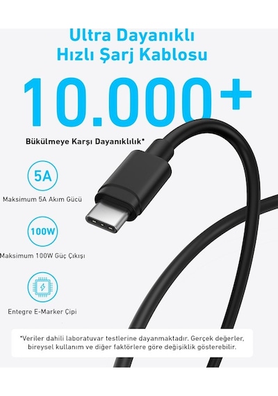 Anker Şarj Cihazı 45w Usb-c Ve Usb-c Kablolu 2'li Set - B2653 - Siyah Anker Türkiye