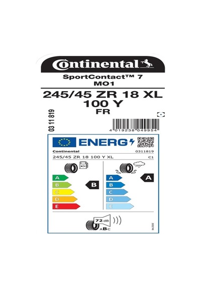 Continental 245/45Zr18 100Y Xl Fr Sportcontact 7 M Oto Yaz Lastiği 2026