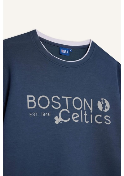 Defacto Nba Boston Celtıcs Boxy Fıt Bisiklet Yaka Skuba Dalgıç Kumaş Sweatshirt F6975ax26spın271 İndigo-ın271