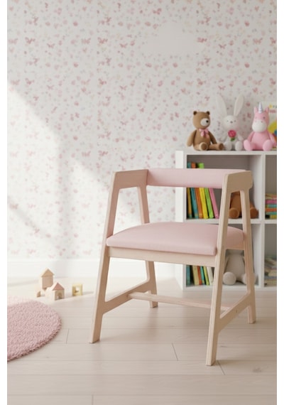 Ahşap Çocuk Oyun, Aktivite, Çalışma Masası Sandalyesi Pembe Pembe