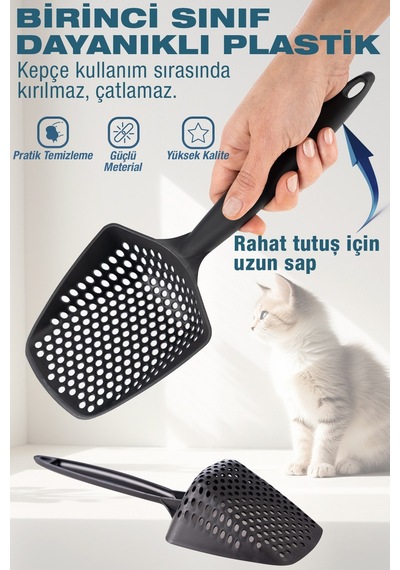 2'li Küçük Delikli Kedi Kumu Eleme Küreği, Ince Dar Aralıklı Pet Tuvalet Temizleme Eleği Süzgeç