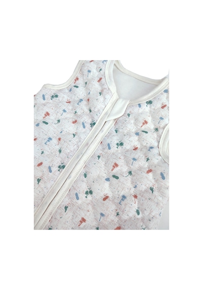 Sitilin Bebek Kalın Elyaflı Uyku Tulumu iç ve Diş Kumaş %100 Doğal Pamuk Çift Kat Özel Kumaş Unisex 2.5 Tog Krem