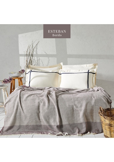 Apricitas Esteban Bordo Pike Takımı Çift Kişilik Bordo