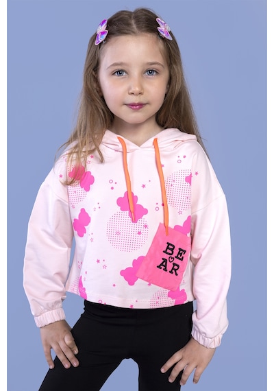 Toontoy Kız Çocuk Cep Detaylı Baskılı Sweatshirt Pudra