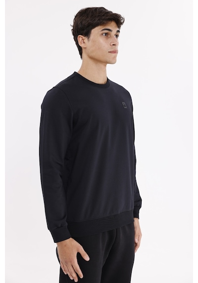 Rowinger Minimal Logolu Bisiklet Yaka Ribana Manşetli Rahat Kalıp Mevsimlik Sweatshirt Black