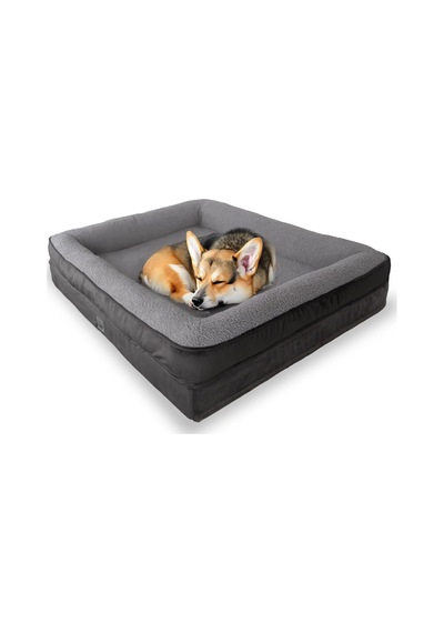 Felix Köpek Yatağı Antrasit Orta 75x95 Cm, Visco Sünger,%100 Su Geçirmez Alez, Çıkarılabilir Yıkanabilir Kılıf, Kaydırmaz Taban, Teddy Dokulu Kedi & Köpek Minderi