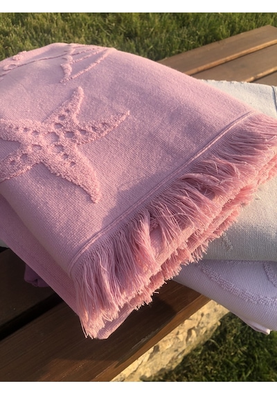 Plaj Havlusu Jakarlı 70x140 Cm Pembe