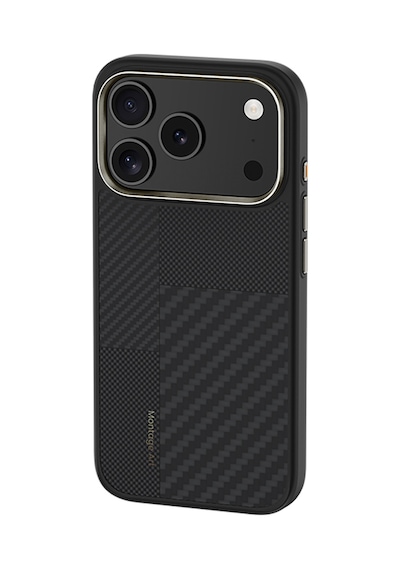 Apple Uyumlu iPhone 17 Pro Max Kılıf M-safe Şarjlı Karbon Fiber Benks Montage Hybrid Armorpro Kevlar Kapak Siyah